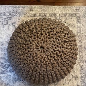 Chunky rope knit pouf grey gray
